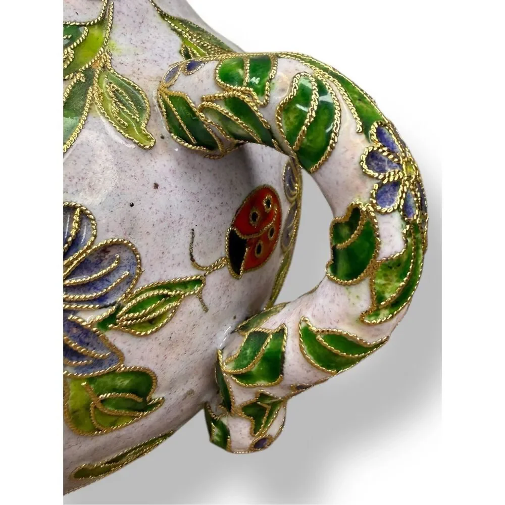 Vintage Cloisonne Enamel Bumblebee Teapot & Vase Decorative‎ Collectibles
